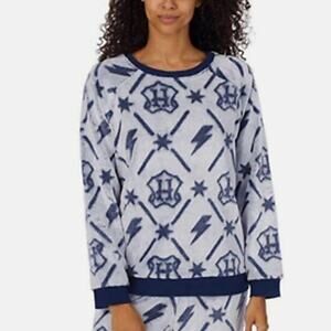 Harry Potter Women’s Hogwarts Lightning Bolt Fleece Pullover Top Size S‎ Blue